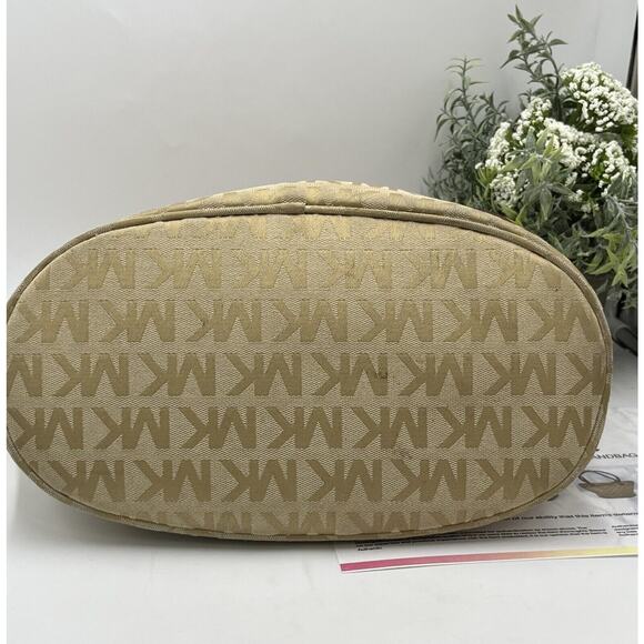 Michael Kors Authenticated Jet Set Canvas Leather 38t2xttt2j Beige Brown Tote - Picture 5 of 15